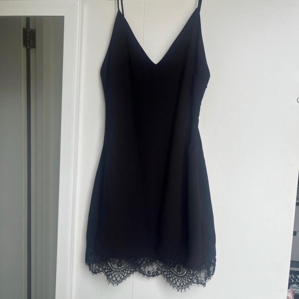 Superdown Black Lace Trim Mini Dress